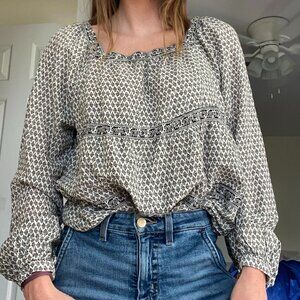 Square neck patterned blouse
